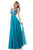 Sherri Hill - 51874 Beaded V-Neck Bodice Chiffon Dress In Blue and Green