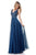 Sherri Hill - 51874 Beaded V-Neck Bodice Chiffon Dress In Blue and Green