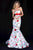 Sherri Hill - 51882 Strapless Floral Print Long Mermaid Dress In White and Print