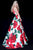 Sherri Hill - 51888 Floral Print Deep V-Neck Ballgown In Red and Print