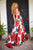 Sherri Hill - 51888 Floral Print Deep V-Neck Ballgown In Red and Print