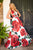 Sherri Hill - 51888 Floral Print Deep V-Neck Ballgown In Red and Print