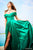 Sherri Hill - 51892 Off Shoulder High Slit Satin A-Line Dress In Green