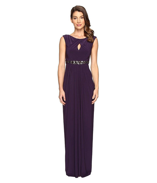 Adrianna Papell - Sleeveless Ruched Long Gown AP1E201175 in Purple