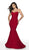 Intrigue by Blush - 518 Halter Glitter Jersey Mermaid Dress In Red