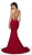 Intrigue by Blush - 518 Halter Glitter Jersey Mermaid Dress In Red
