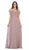 May Queen - MQ1601 Lace Appliqued Chiffon Off Shoulder Formal Gown In Purple