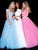 Sherri Hill - 51907 Beaded Two Piece Off-Shoulder Tulle Ballgown In Blue and Pink