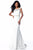 Sherri Hill - 51915 Pearl-Crusted Bateau Neck Long Mermaid Dress In White