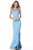 Sherri Hill - 51915 Pearl-Crusted Bateau Neck Long Mermaid Dress In Blue