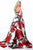 Sherri Hill - 51926 Strapless Floral Print Ballgown With Train In Red and Print