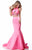Sherri Hill - 51928 Two Piece Cross Halter Beaded Satin Mermaid Dress In Pink