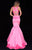 Sherri Hill - 51928 Two Piece Cross Halter Beaded Satin Mermaid Dress In Pink