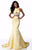 Sherri Hill - 51928 Two Piece Cross Halter Beaded Satin Mermaid Dress In Yellow