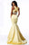 Sherri Hill - 51928 Two Piece Cross Halter Beaded Satin Mermaid Dress In Yellow