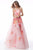 Sherri Hill - 51930 Strapless Floral Organza Sheer A-Line Dress In Pink and Print