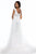 Sherri Hill - 51936 Lace Bateau Sheath Dress With Tulle Overskirt In White