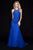 Sherri Hill - 51939 Beaded Lace Halter Tulle Mermaid Dress In Blue