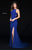 Sherri Hill - 51947 Jersey Fitted Dress with Cutout Sides and Slit In Blue