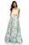 Sherri Hill - 51959 Two Piece V-neck Floral Print A-line Dress In Yellow and Print