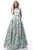 Sherri Hill - 51959 Two Piece V-neck Floral Print A-line Dress In Blue and Print
