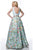 Sherri Hill - 51959 Two Piece V-neck Floral Print A-line Dress In Blue and Print