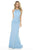 Sherri Hill - 51969 Beaded Halter Jersey Trumpet Dress In Blue