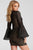 Fitted High Neck Bell Sleeves Cocktail Dress 51994 In Black and Neutral