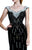Johnathan Kayne - 519 Bejeweled V-neck Sheath Dress in Black