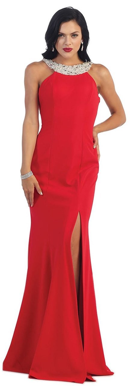 May Queen MQ1290 Open Back Long Dress - 1 pc Red In Size 14 Available In Red