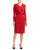 Taylor - 9980M Knotted V-Neck Long Sleeves Cocktail Dress In Red