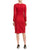 Taylor - 9980M Knotted V-Neck Long Sleeves Cocktail Dress In Red