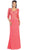 Lace Bodice Quarter Sleeve A-Line Evening Dress