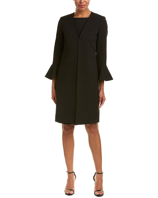 Tahari Asl - 8189M208 Knee Length Dress with Flounce Sleeve Jacket In Black