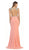 May Queen - RQ7416 Embellished V-Neck Illusion Cutout Sheath Evening Dress