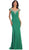 Embroidered V-Neck Column Evening Gown