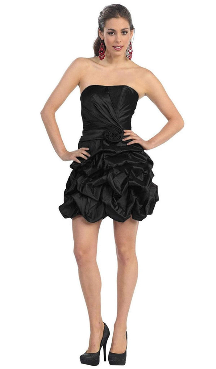 Strapless Ruched Ruffle Bubble Prom Dress