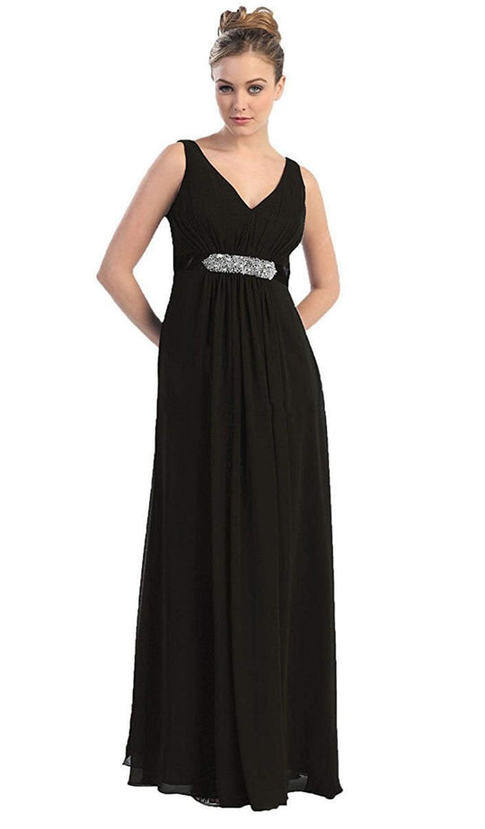 May Queen - Elegant V-neck Ruched Top Empire Bridesmaid Dress