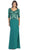 May Queen - MQ1114 Lace Bodice Quarter Sleeve A-Line Evening Dress