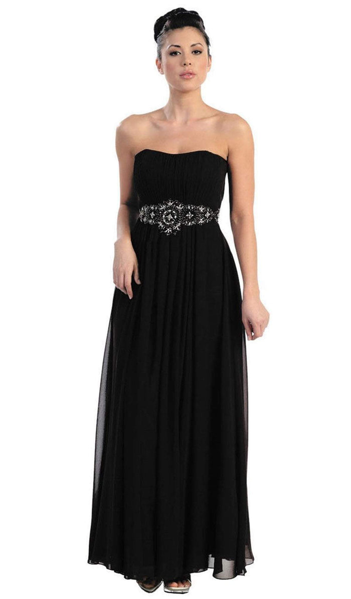 Strapless Shirred Sweetheart Chiffon Evening Dress