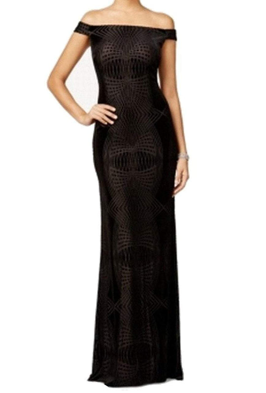 Adrianna Papell - AP1E200798 Off-Shoulder Sheath Dress in Black