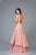 Scala - 48947 Sequined Deep V-neck Tiered A-line Dress In Pink