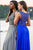 JVN31440 Cap Sleeve Lattice Ornate Illusion Gown