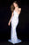 Sherri Hill - 52007 Beaded Deep V-Neck Sheath Dress With Train In White and Multi-Color