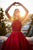 Sherri Hill - 52019 Beaded Halter Bodice A Line Satin Dress In Red