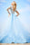 Sherri Hill - 52026 V-Neck Long Sleeve Applique Evening Dress In Blue