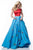 Sherri Hill - 52030 Cap Sleeve Satin Cherry Print Ballgown In Red and Blue