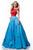 Sherri Hill - 52030 Cap Sleeve Satin Cherry Print Ballgown In Red and Blue