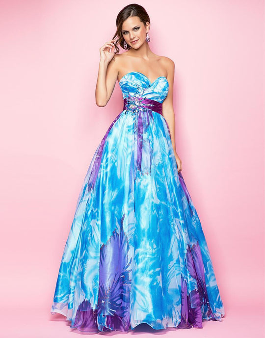Blush - Stylish Sweetheart A-Line Dress 5203 in Blue and Purple