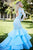 Sherri Hill - 52044 Lace Illusion Jewel Tiered Mermaid Dress In Blue